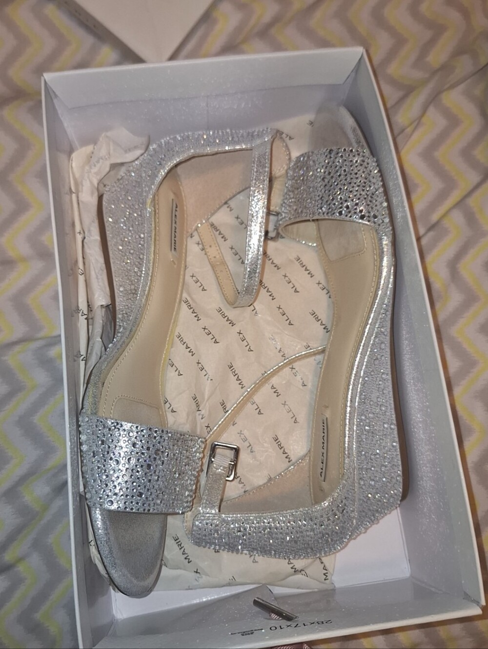 Alex Marie Silver Rhinestone Wedge Sandals